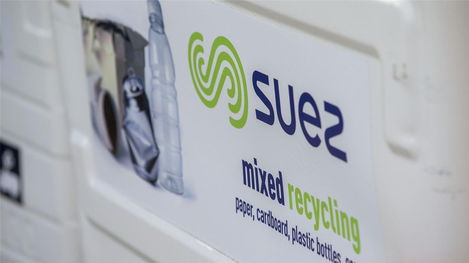 Waste collection London recycling general waste container Mixed recycling container close up
